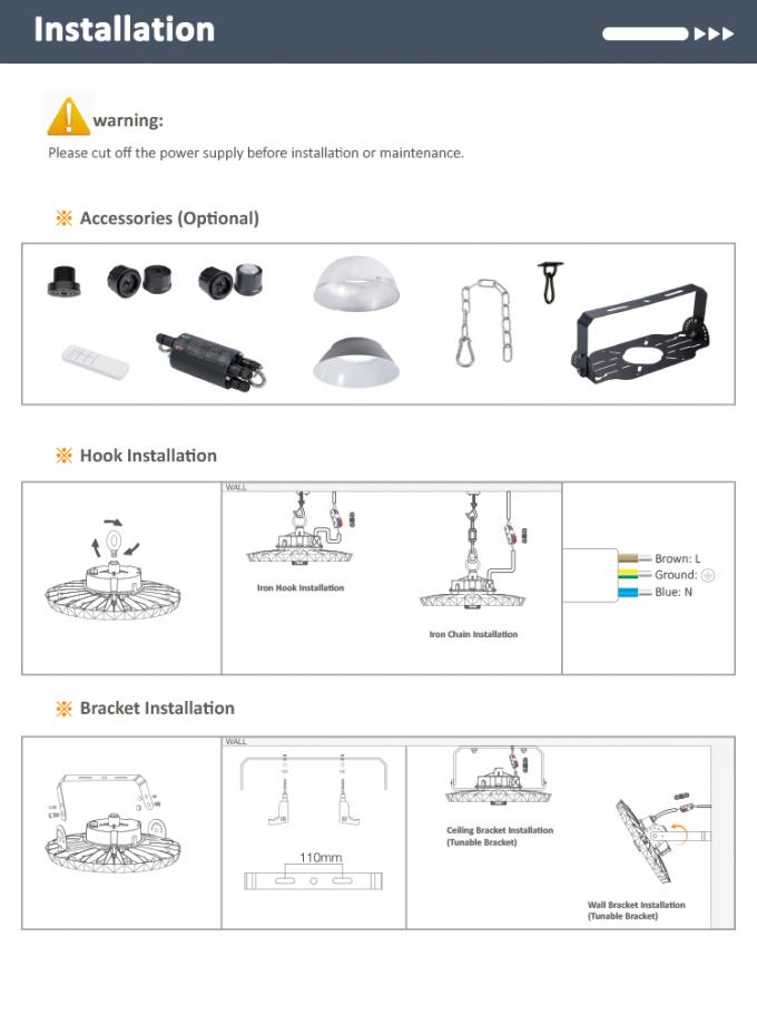 LED 하이 베이 라이트 기술 사양 상세