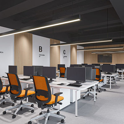 Beli Lampu Kantor 20W-50W Pencahayaan Linier LED Industri yang Dapat Diredupkan dengan Sudut Sinar 85° pembuatan online