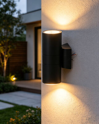 Good price Modern Black Grey Outdoor LED Wall Light Warm White Round 6W DALI Dimmable Aluminum Tempered Glass for Courtyard online