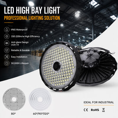 سعر جيد IP65 مقاوم للماء UFO LED High Bay Light مع غطاء مضاد للتوهج على شكل قرص العسل وكفاءة عالية تبلغ 220 لومن / واط الانترنت